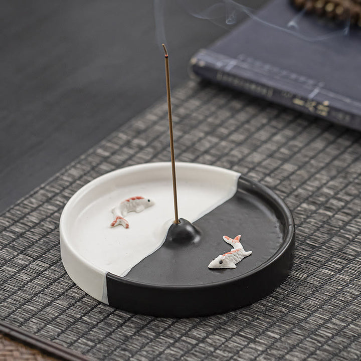 Buddha Stones鯉の模様 スピリチュアルヒーリング 陶器 お香立て 装飾