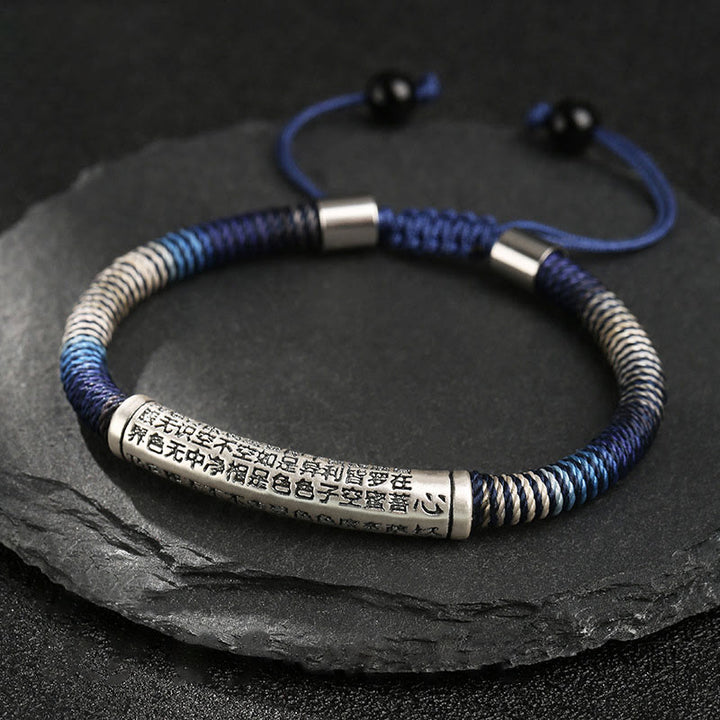 Buddha Stones999スターリングシルバー 般若心経 カームハンドメイド編み込みブレスレット