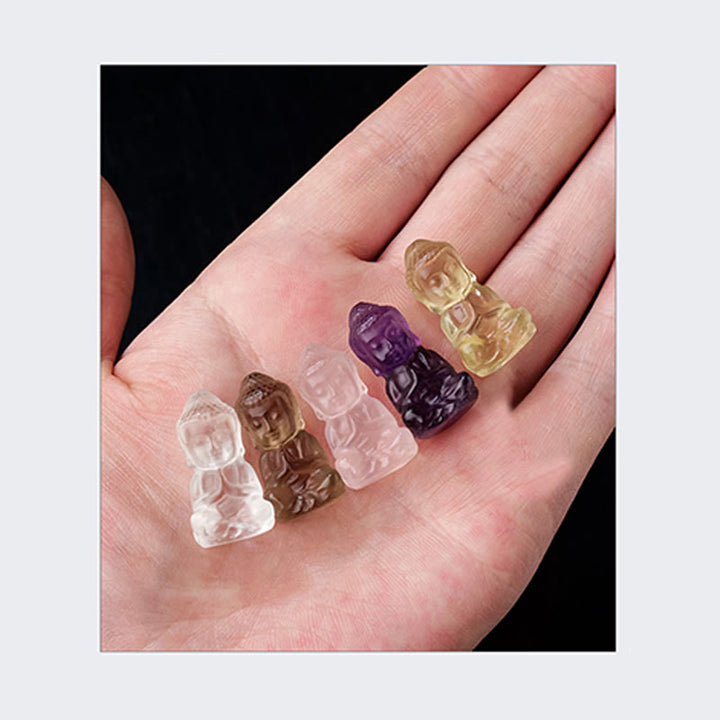 Buddha Stones各種クリスタルアメジストピンククリスタルホワイトクリスタルシトリン仏像彫刻スピリチュアルヒーリングネックレスペンダント装飾