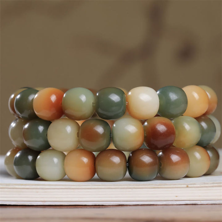 Buddha Stonesカラフルな菩提樹の種 平和の知恵ブレスレット