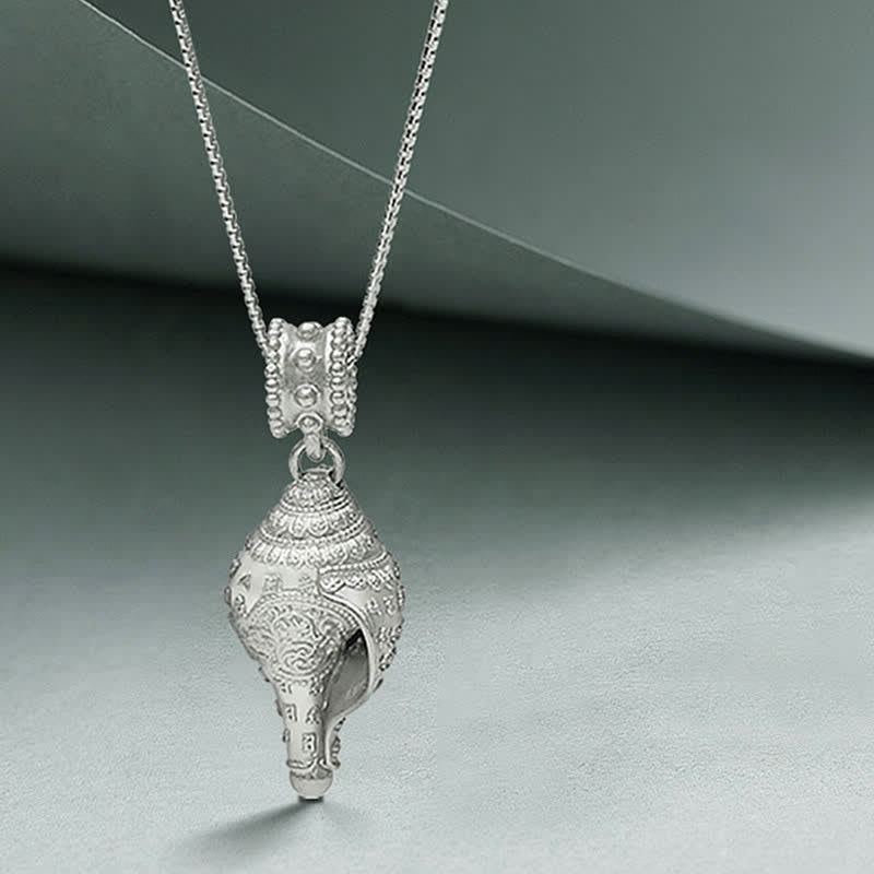 Buddha Stones999 スターリングシルバー シャンカ コンクシェル 貝殻 ラッキーネックレス ペンダント