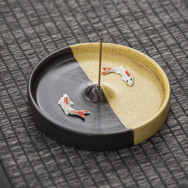 Buddha Stones鯉の模様 スピリチュアルヒーリング 陶器 お香立て 装飾