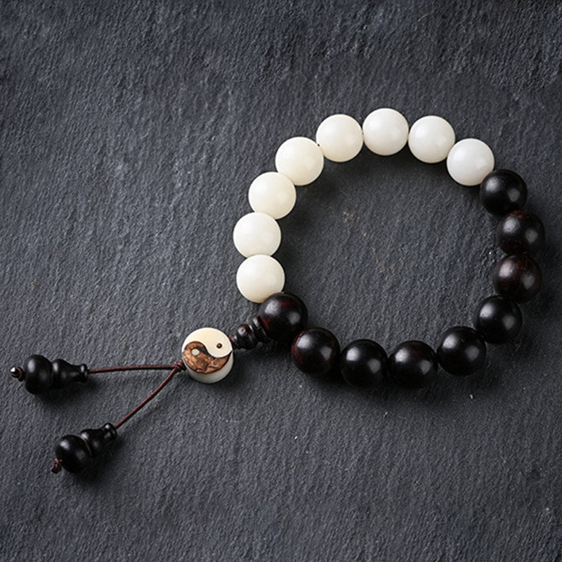 Buddha Stones黒檀YinYang守護 ブレスレット 装飾