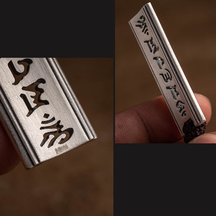 Buddha Stones999スターリングシルバーオーム・マニ・パドメ・フム彫刻入り 蓮の知恵ネックレスペンダント - image 5
