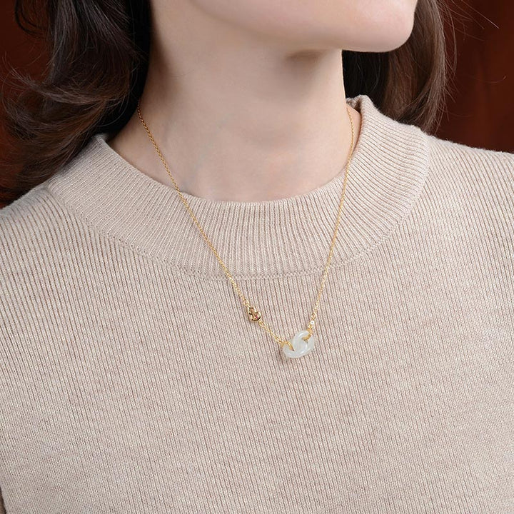 Buddha Stones925スターリングシルバー ラウンド翡翠 幸運繁栄ネックレスチェーンペンダント