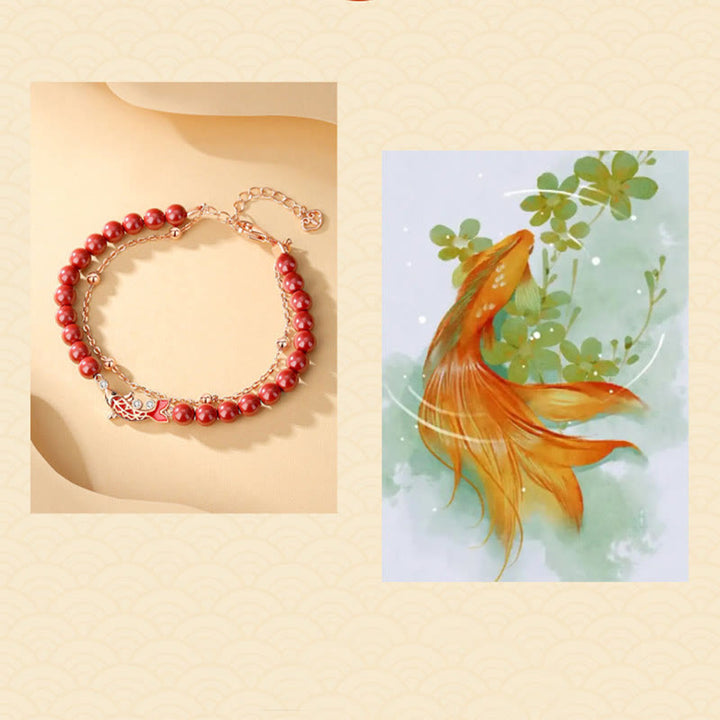 Buddha Stones925スターリングシルバー 幸運の鯉 辰砂 ジルコン 繁栄の二重層チェーンブレスレット - image 10