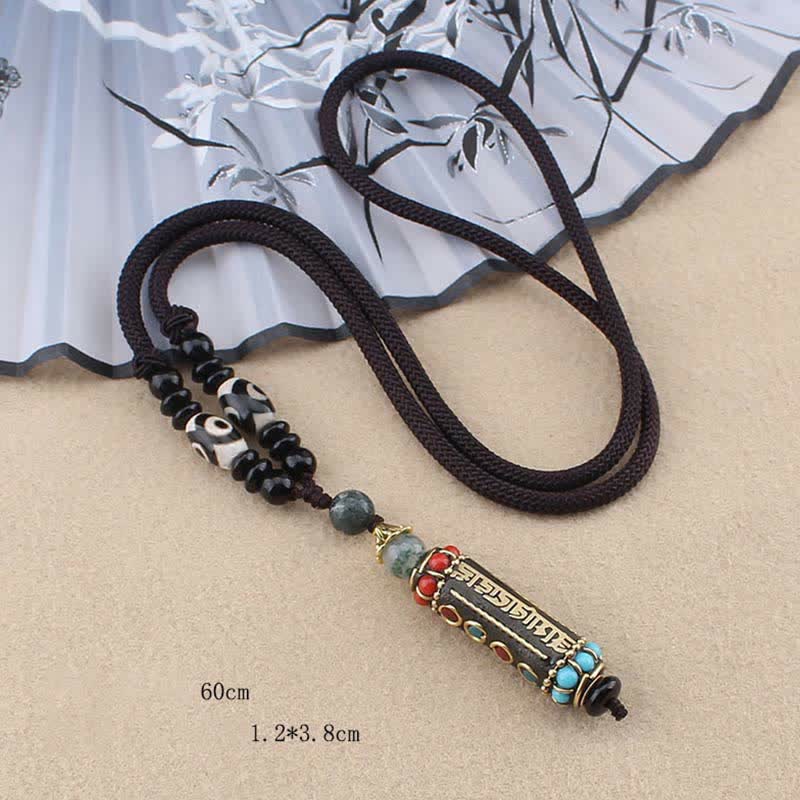 Buddha Stonesチベットオーム・マニ・パドメ・フムビーズウェンジウッドネックレスペンダント - image 12