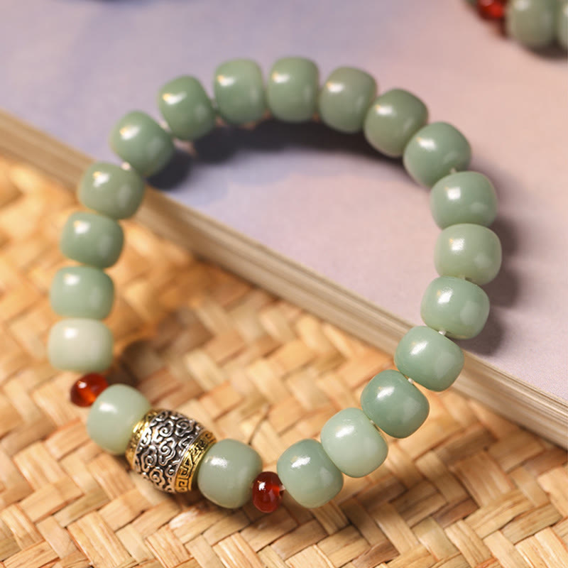 Buddha Stones菩提樹の吉兆雲福文字ビーズ平和ブレスレット