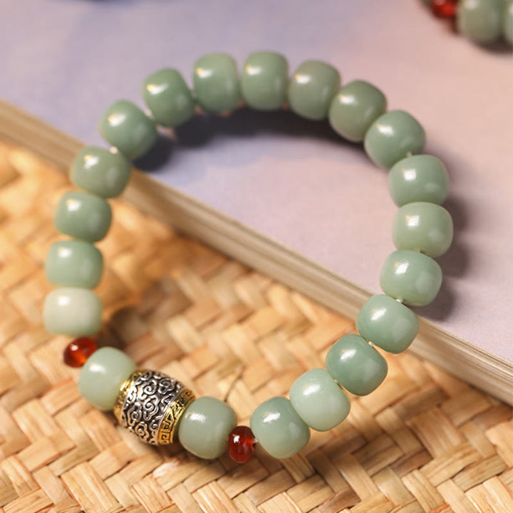 Buddha Stones菩提樹の吉兆雲福文字ビーズ平和ブレスレット
