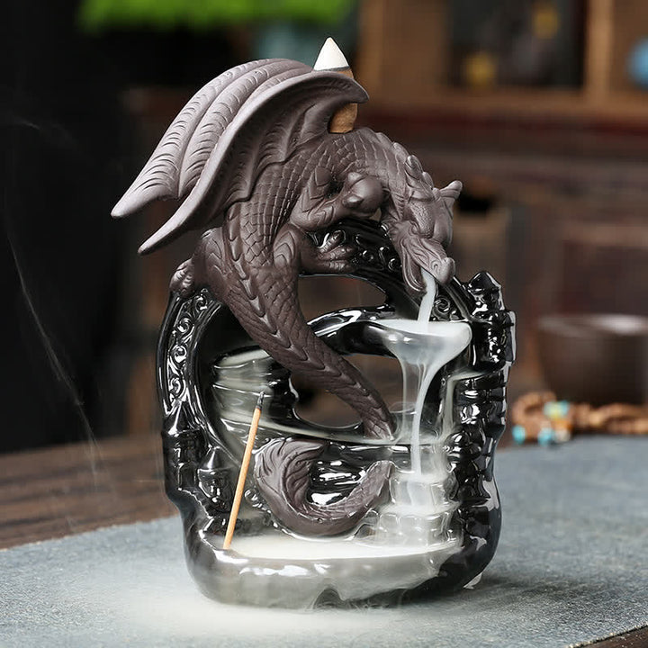 Buddha Stones北欧 翼竜 ドラゴン セラミック 逆流煙噴水 保護 癒し 香炉 装飾