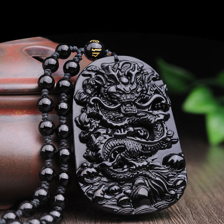 Buddha Stones黒曜石 龍成就ペンダントネックレス - image 7