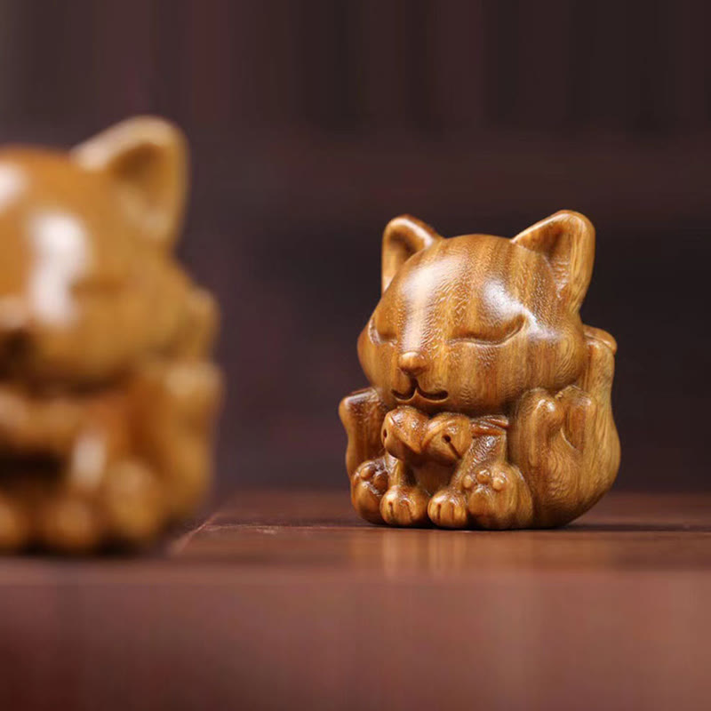 Buddha Stonesミニ九尾狐象牙実白檀緑白檀祝福装飾