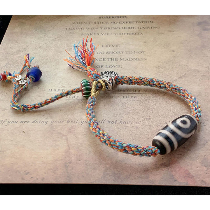 チベット産925スターリングシルバー製 オム・Om Mani Padme Humハンドメイド ジビーズプロテクション編みブレスレット