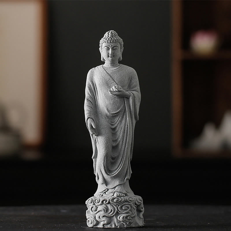 Buddha Stones瞑想仏縁起の良い雲デザイン静寂ホームデコレーション - 仏像 6×6×20cm - image 0