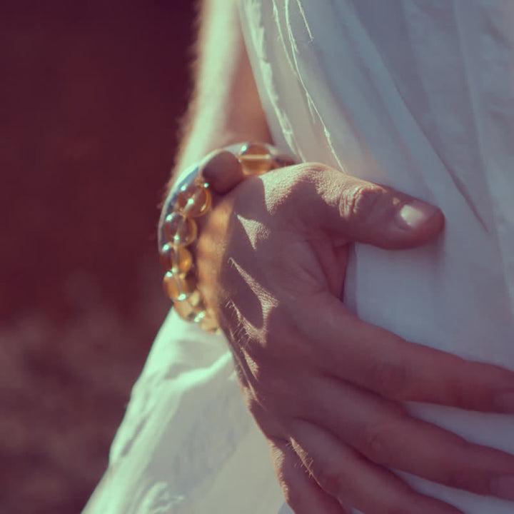 Buddha Stones 108マーラー数珠ビーズ 925 スターリングシルバー シトリン サンダルウッド ターコイズ 守護 繁栄 ブレスレット - image 5