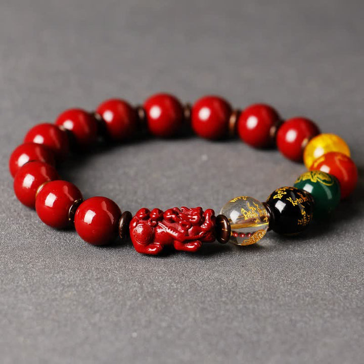 Buddha Stones富の神 辰砂 貔貅 祝福ブレスレット