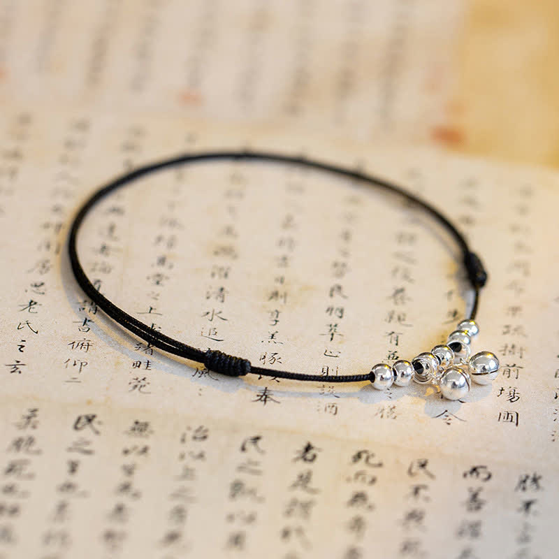 Buddha Stones925 スターリングシルバー レッドストリング ブレイド ベル チャーム アンクレット