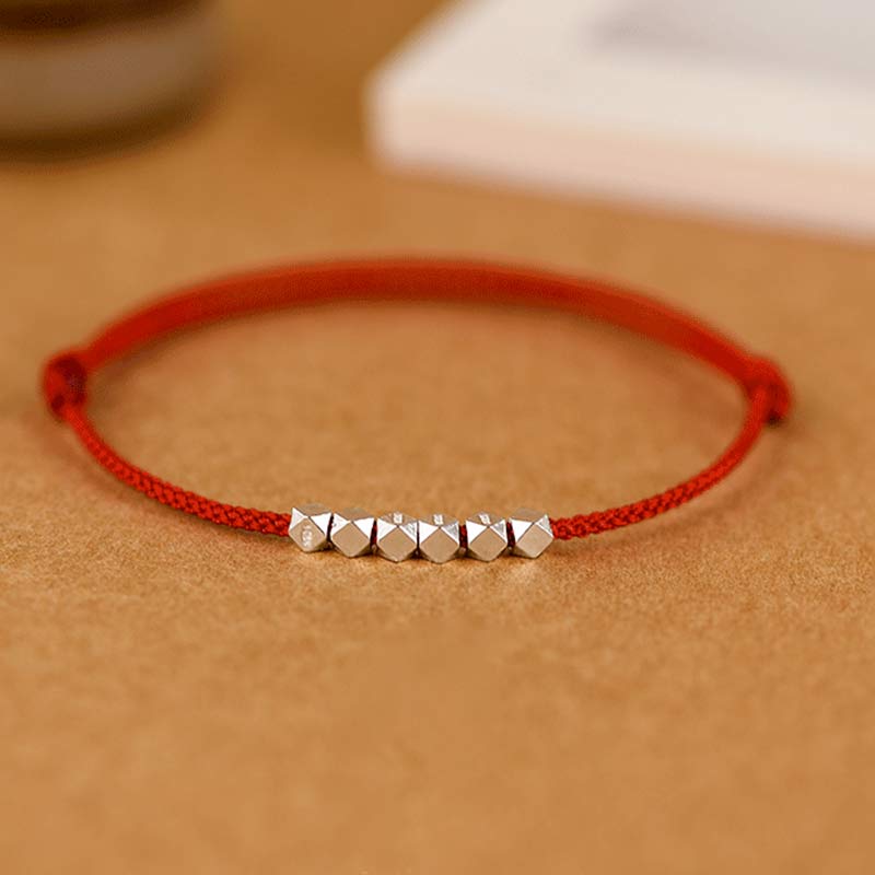 Buddha Stones925 スターリングシルバー レッドストリング ブレイドブレスレット アンクレット