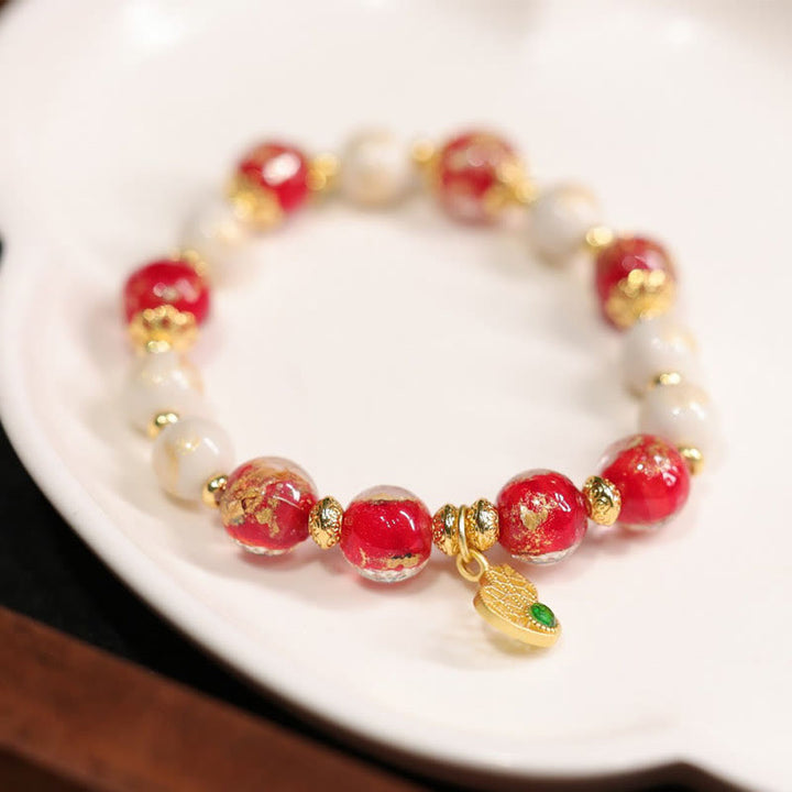 Buddha Stonesひょうたん、富の神、お守り、幸運、琉璃、ガラスビーズ、お香、灰、磁器ビーズブレスレット