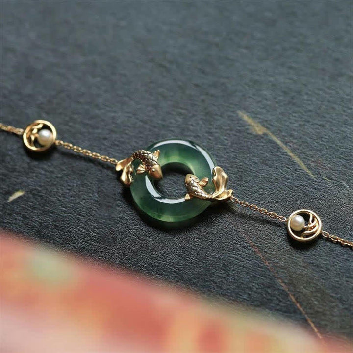 Buddha Stonesシアン翡翠 鯉 ヒーリング ハーモニー ブレスレット