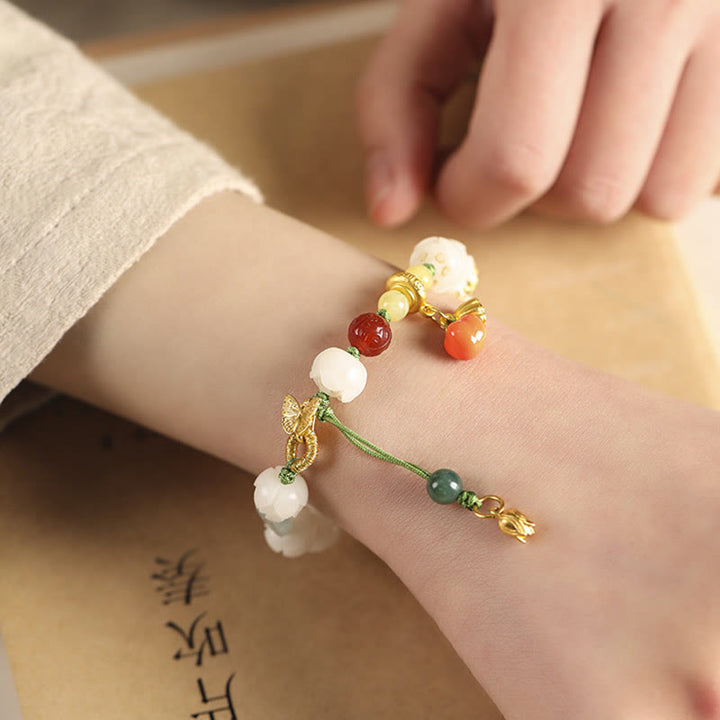Buddha Stones天然菩提樹の種子蓮かぼちゃビーズ平和ハーモニーブレスレット