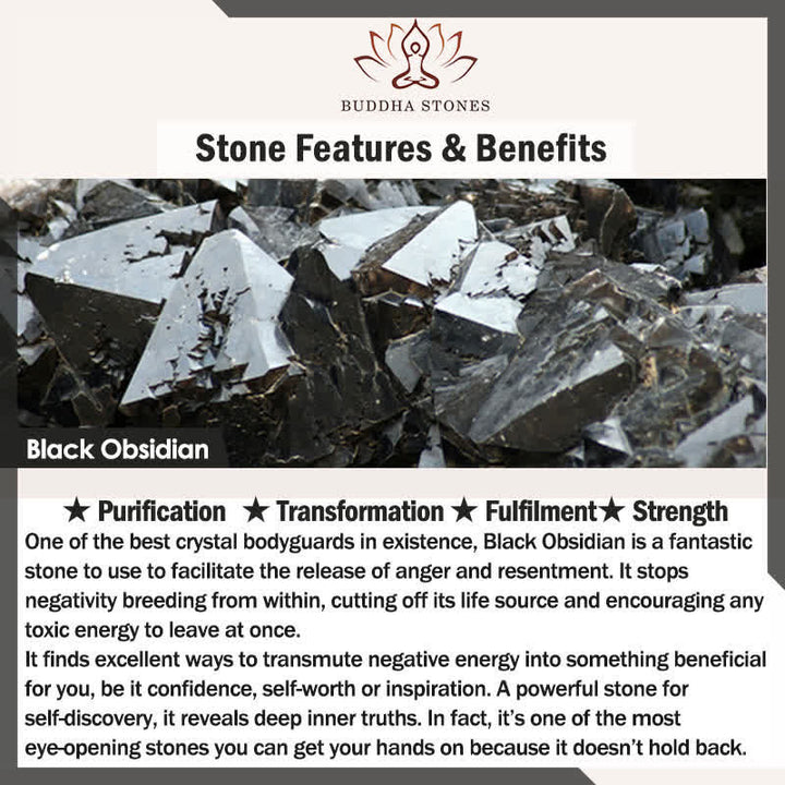 Buddha Stones天然黒曜石 長方形 龍彫り 成功のネックレスペンダント - image 8
