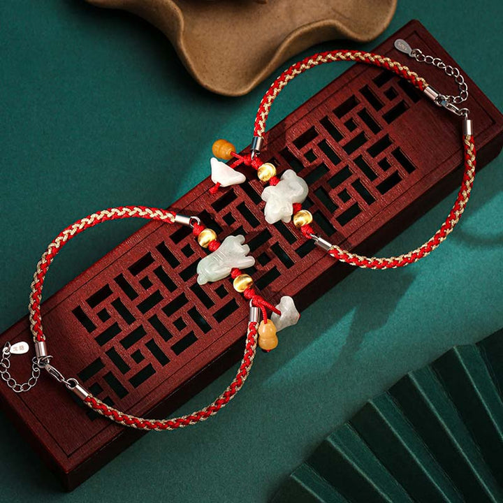 Buddha Stones中国の十二支翡翠 繁栄の赤紐のブレスレット アンクレット - image 0