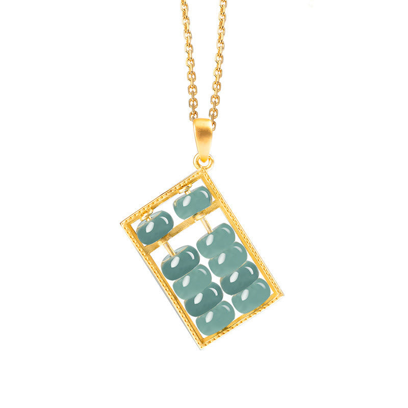 Buddha Stones925スターリングシルバー 天然翡翠 そろばん模様 豊穣のネックレスペンダント