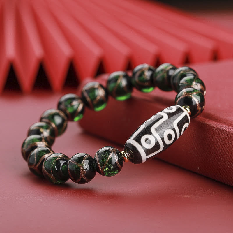 Buddha Stonesチベット九眼珠三眼珠琉璃ガラス玉富のブレスレット