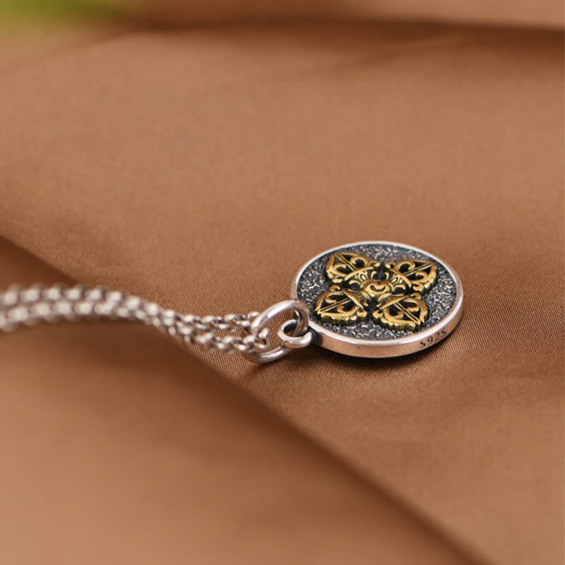 Buddha Stones925スターリングシルバー ダブルドルジェヴァジュラ 祝福ネックレスペンダント