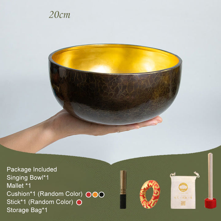 チベット瞑想用サウンドボウル 手作りヒーリングヨガマインドフルネスシンギングボウルセット - 20cm - image 4