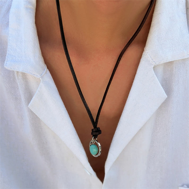 Buddha Stonesラウンドターコイズストーン保護力ネックレスペンダント