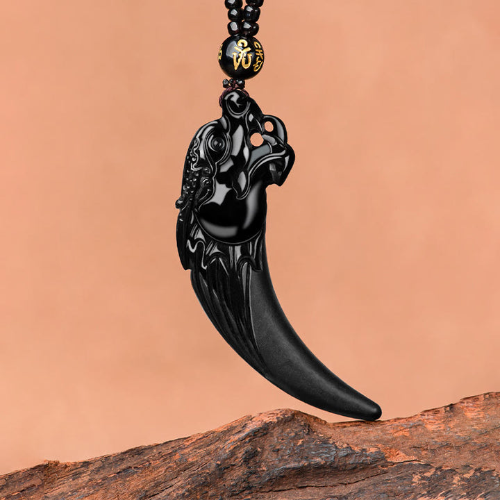 Buddha Stones天然黒翡翠 十二支 龍の歯模様 守護ネックレス ペンダント - image 6