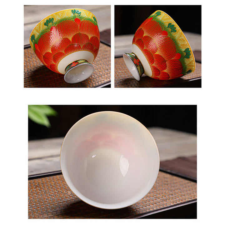 Buddha Stones蓮 陶器 ティーカップ フラワー ティーカップ 100ml
