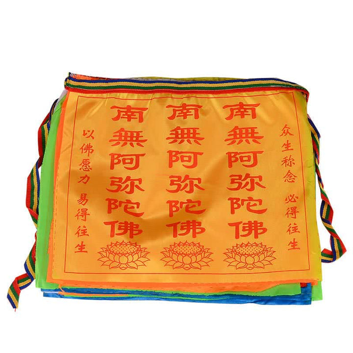 Buddha Stones チベット七色風馬文字縁起蓮屋外用祈祷旗21枚セット - image 8