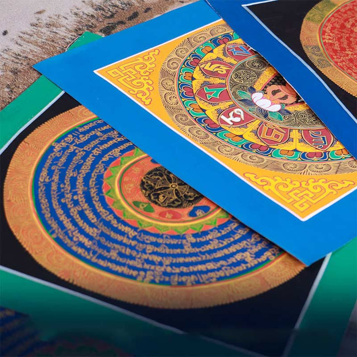 Buddha Stonesチベット 手作りタンカ 祝福の絵画 タンカ ブラインドボックス ランダムカラーパターン