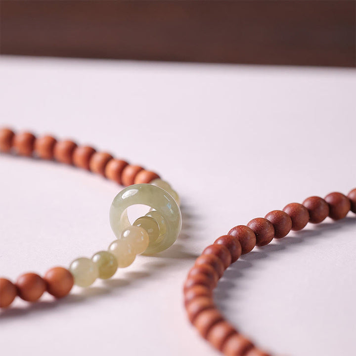 Buddha Stones白檀 和田翡翠 守護 ダブルラップブレスレット