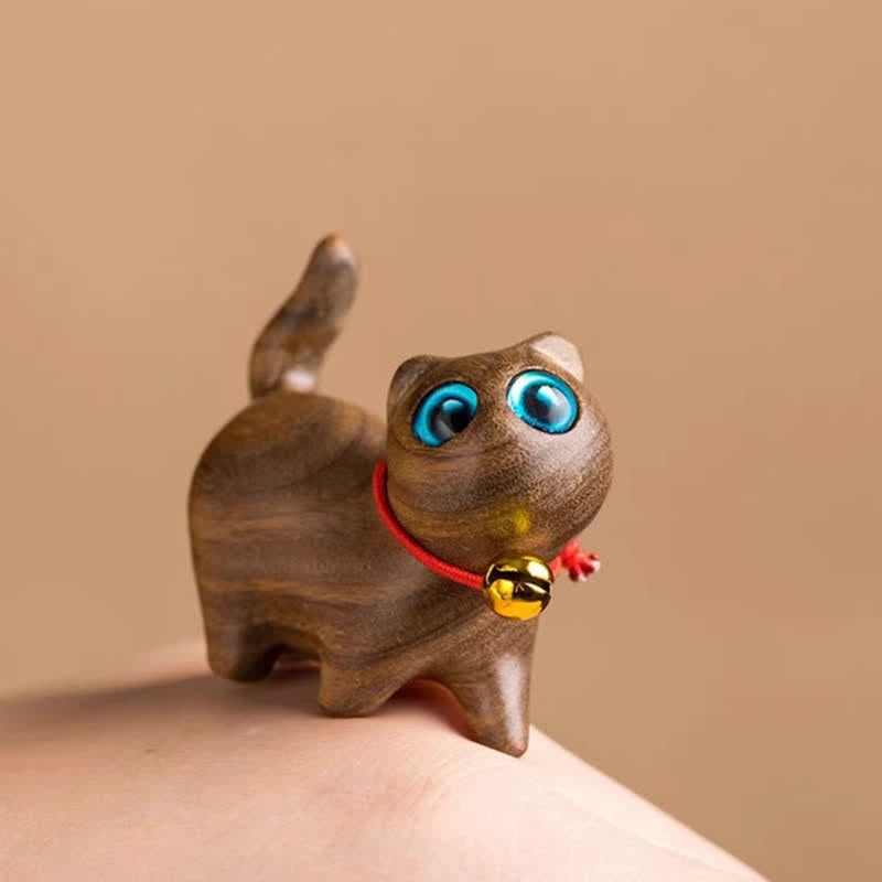 Buddha Stones緑白檀小葉紫檀かわいい猫の動物 心を落ち着かせる平和の装飾 - グリーンサンダルウッドのかわいい猫 - image 18