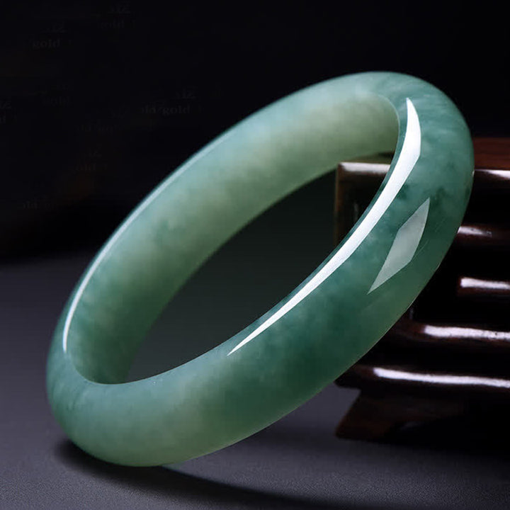 Buddha Stones翡翠の豊穣の幸運のヒーリングバングルブレスレット