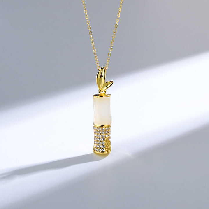 Buddha Stones925 スターリングシルバー 和田白翡翠 竹 幸福のネックレスペンダント