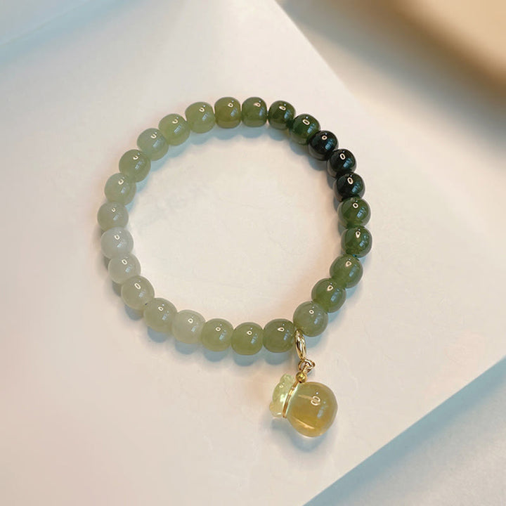 Buddha Stones天然和田翡翠マネーバッグチャームビーズ繁栄ブレスレット