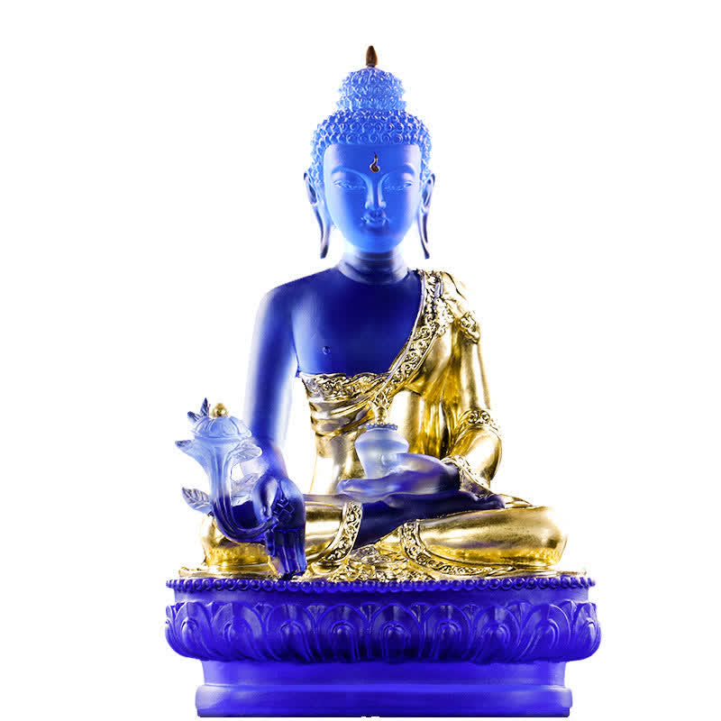 Buddha Stones薬師如来 手作り 瑠璃水晶 芸術作品 慈悲の像 自宅 オフィス 供物 装飾 - image 8