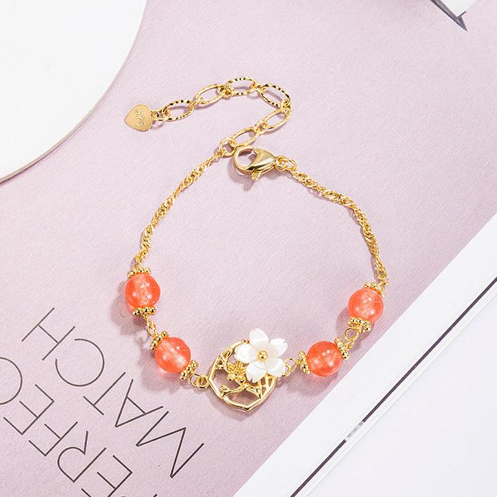 Buddha Stones赤瑪瑙 シャコガイ 石花 自信のブレスレット