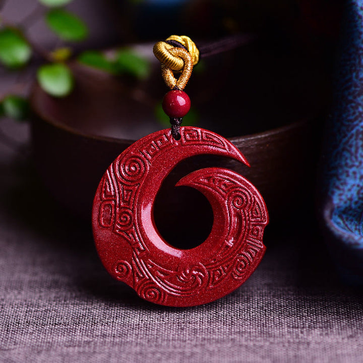 Buddha Stones幸運を呼ぶデザインパターン 天然辰砂 祝福ネックレスペンダント