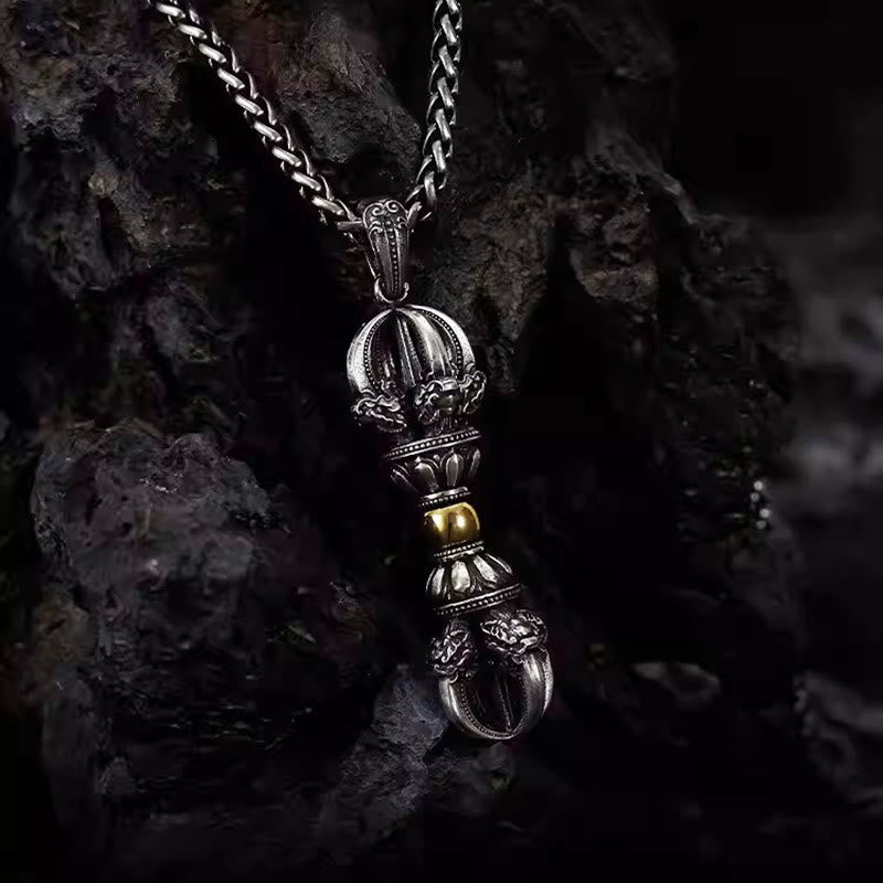 Buddha Stonesチベットドルジェ金剛杵デザイン富のネックレスペンダント