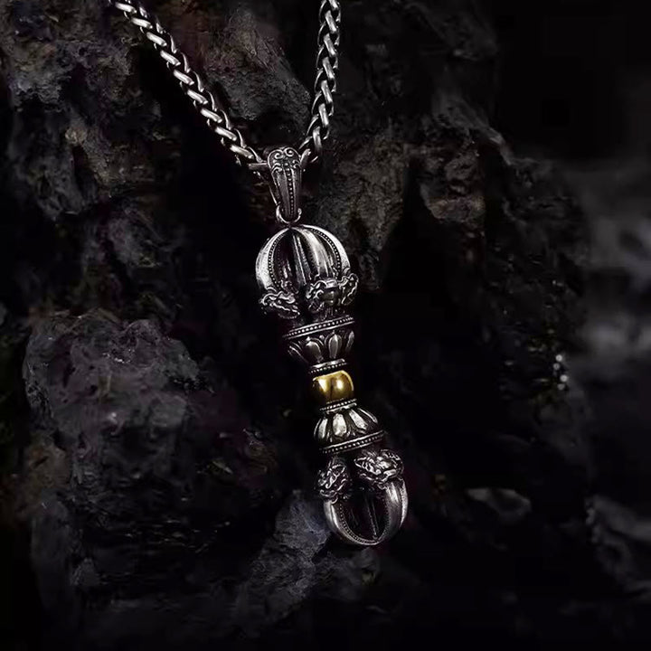 Buddha Stonesチベットドルジェ金剛杵デザイン富のネックレスペンダント