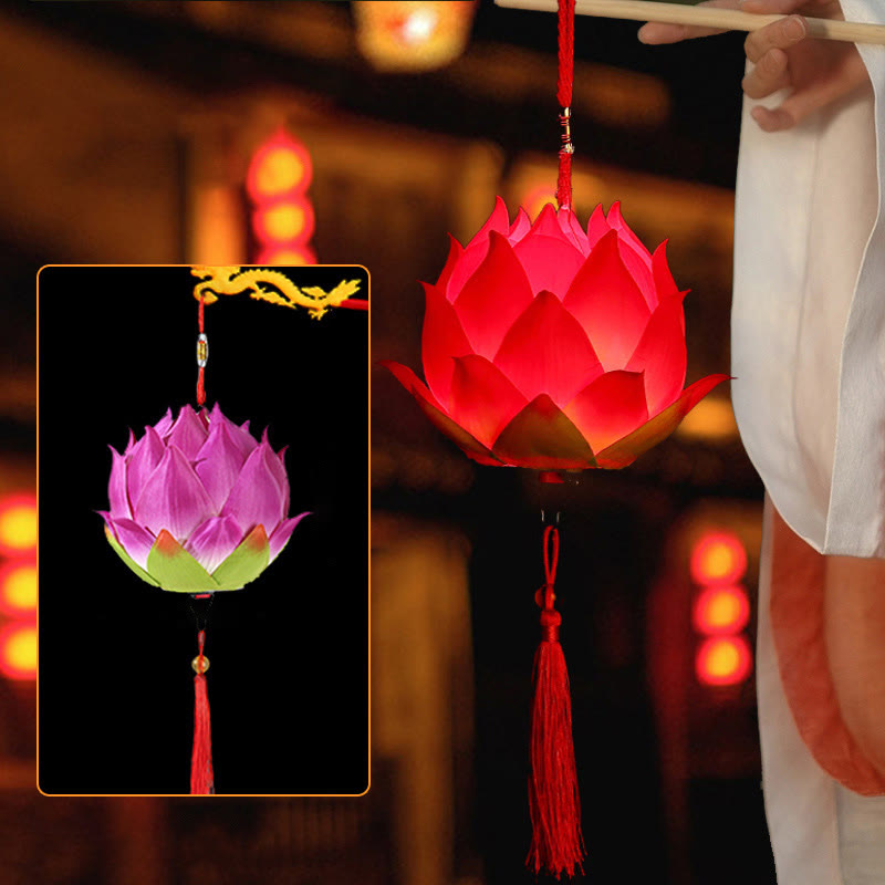 Buddha StonesDIY蓮の花ドラゴンランタンタッセルランプ装飾 - 紫蓮ランタン（組み立て式） - image 25