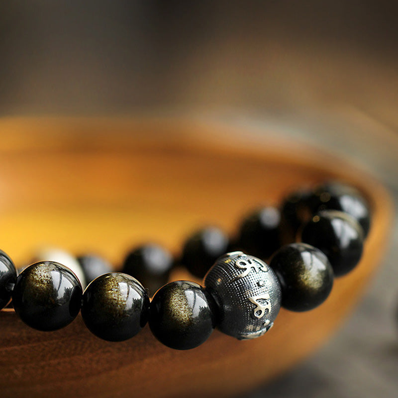Buddha Stones十二支誕生仏黒曜石 浄化ブレスレット