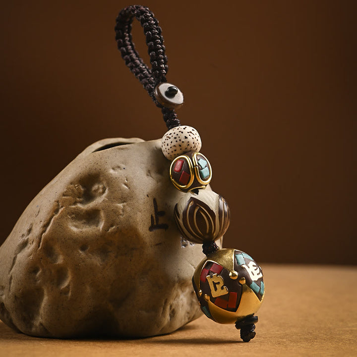 Buddha StonesチベットOm Mani Padme Humボディ シード ピース キーチェーン
