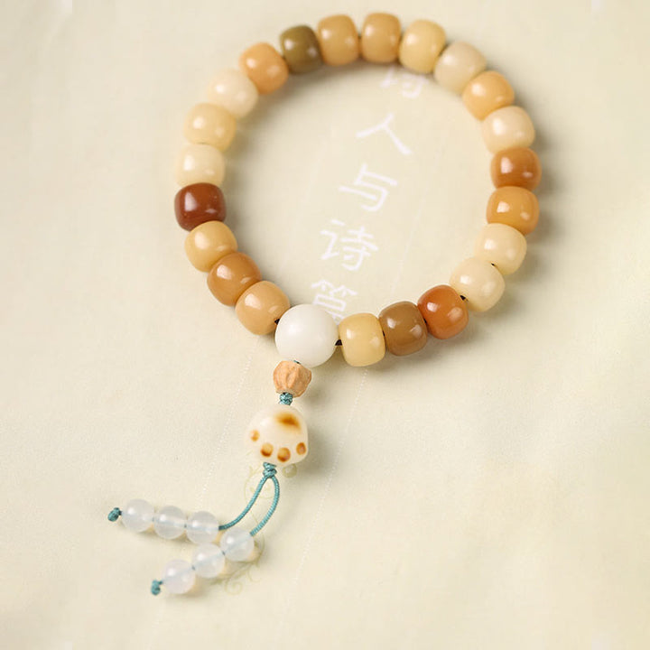 Buddha Stones天然菩提樹 屍の森の王オーム・マニ・パドメ・フム知恵のブレスレット